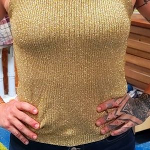 Gold vintage cowl necklace sweater